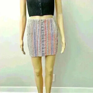 Zara high waisted striped  skirt with wrinkle effect.
